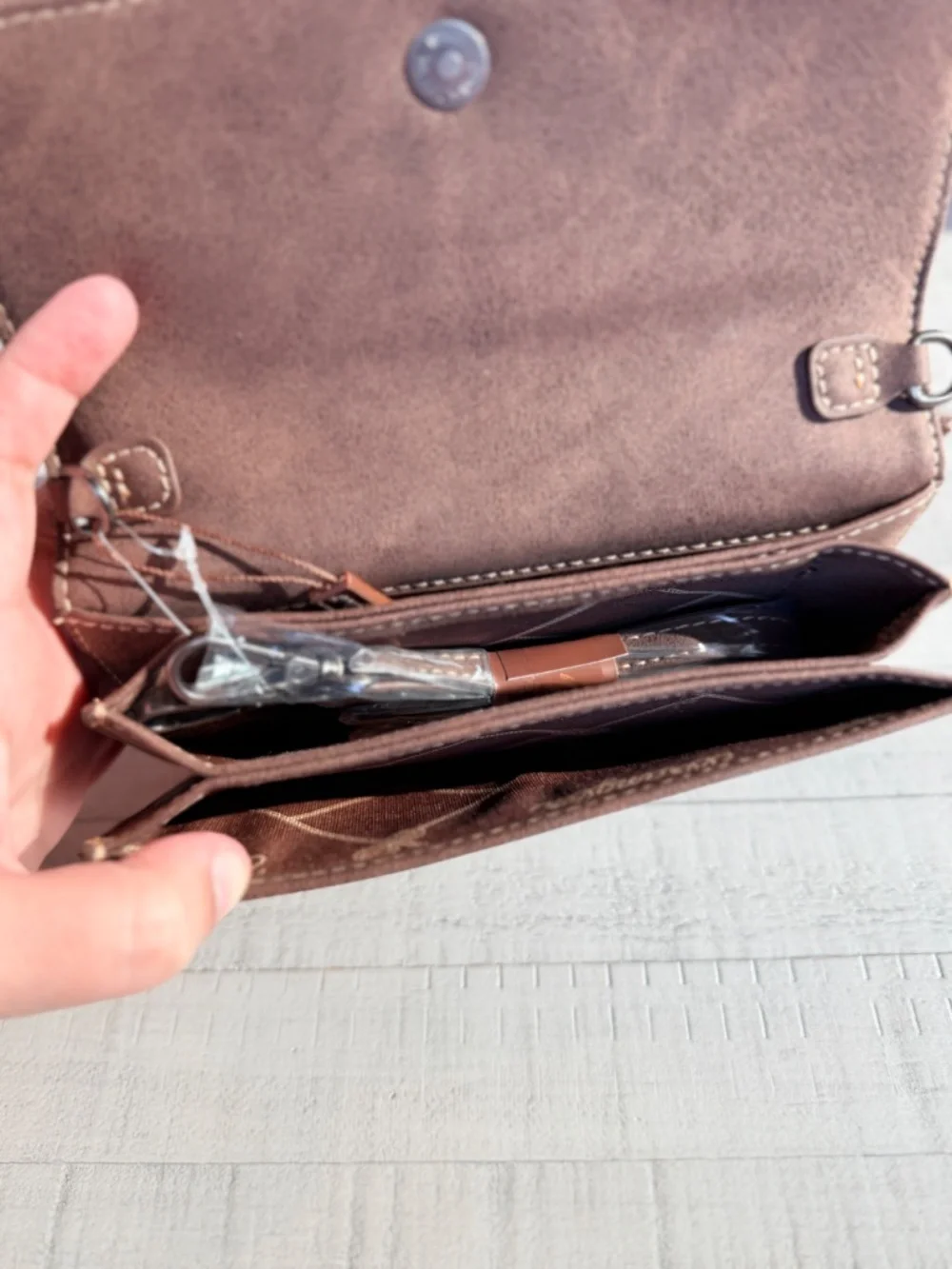 Wrangler Genuine Hair-On Cowhide Wallet/Crossbody - Coffee